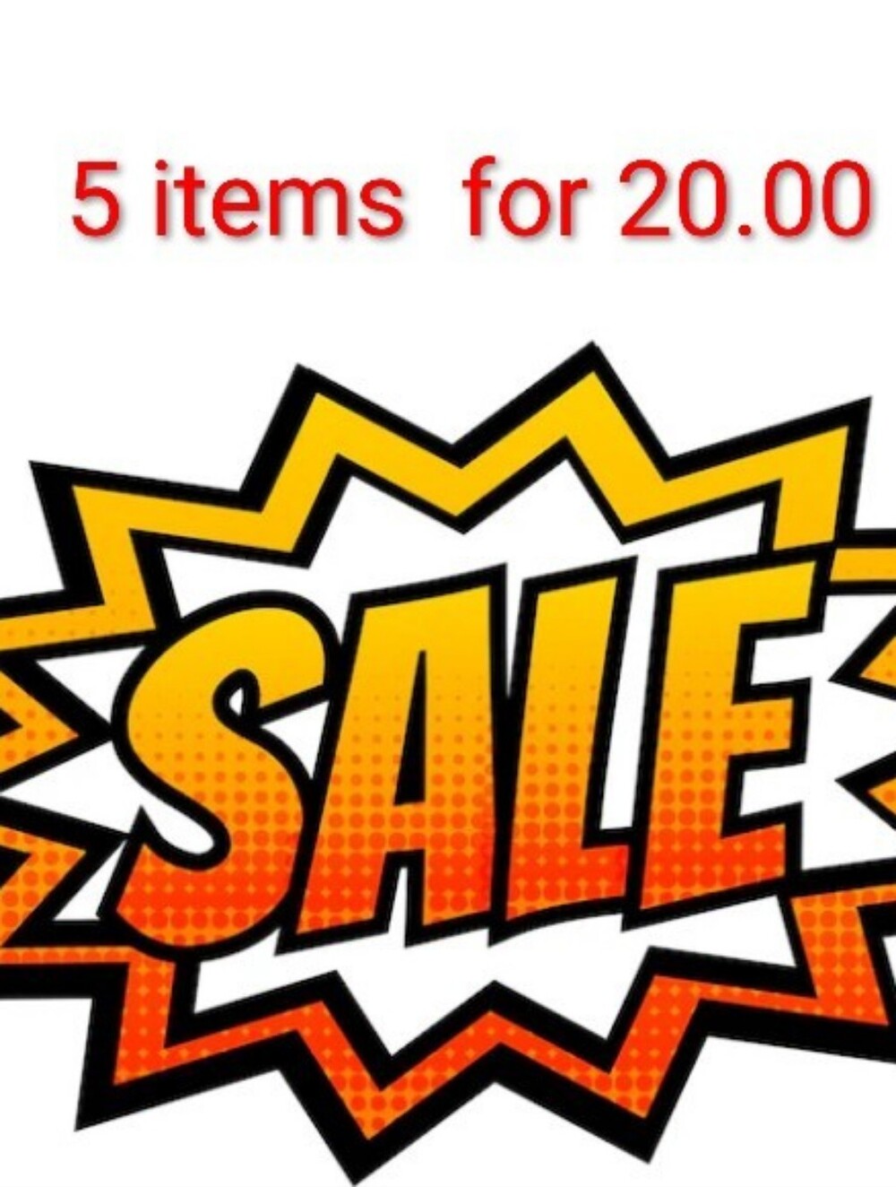 All Items 5 For 20.00